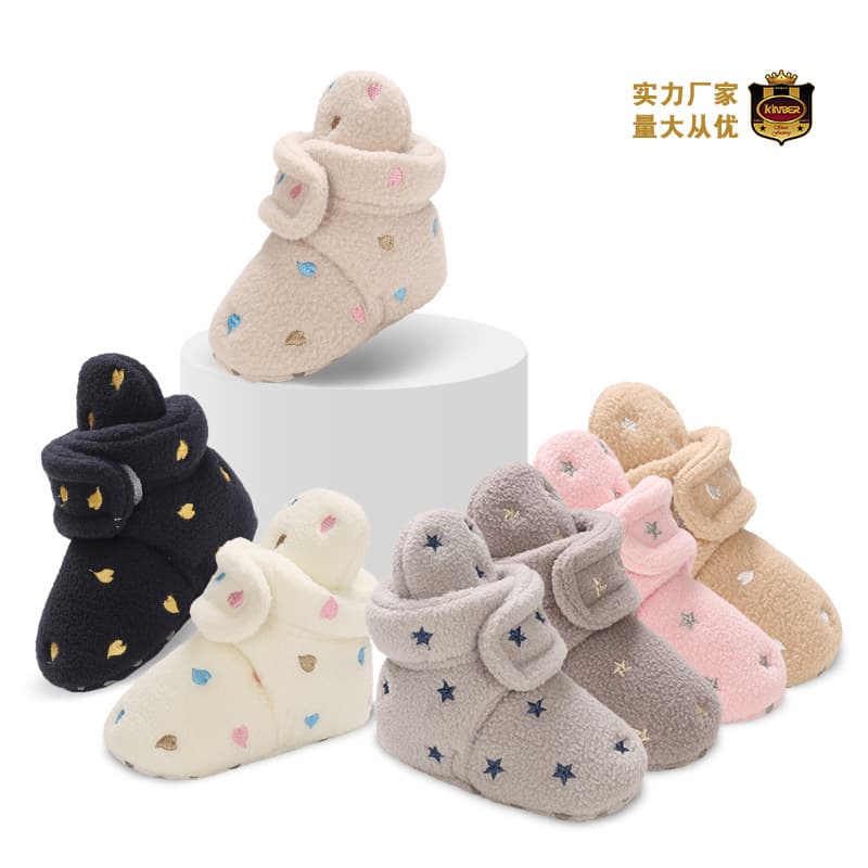 Winter Infant Cotton High-Top Shoes 0-1 Year, Cute Winter Shoes with Thickened Warmth, Fleece-Lined Baby Walking Shoes