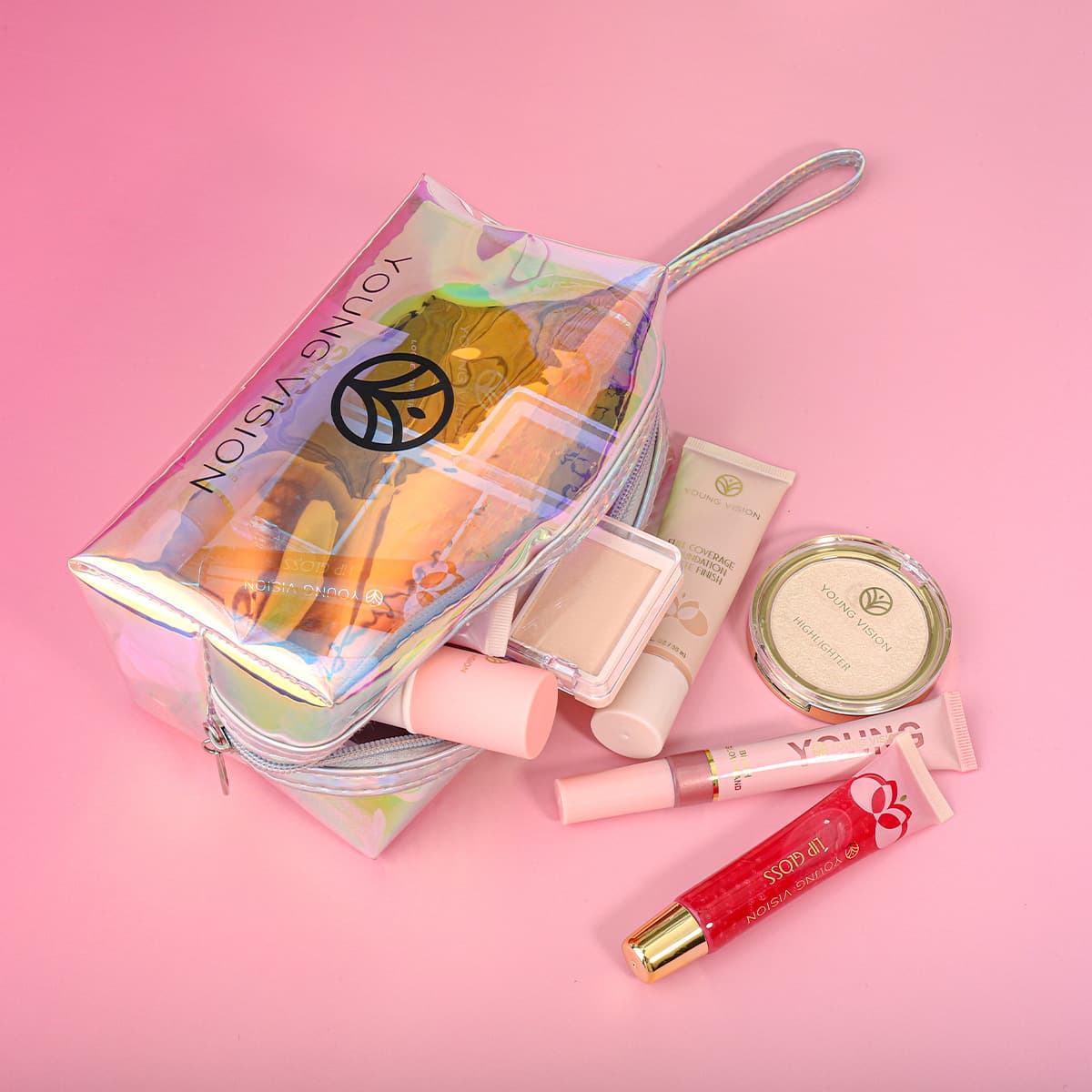 YOUNG VISION Laser Transparent Cosmetic Bag Large Capacity Portable Skin Care Product Storage Business Travel Bag