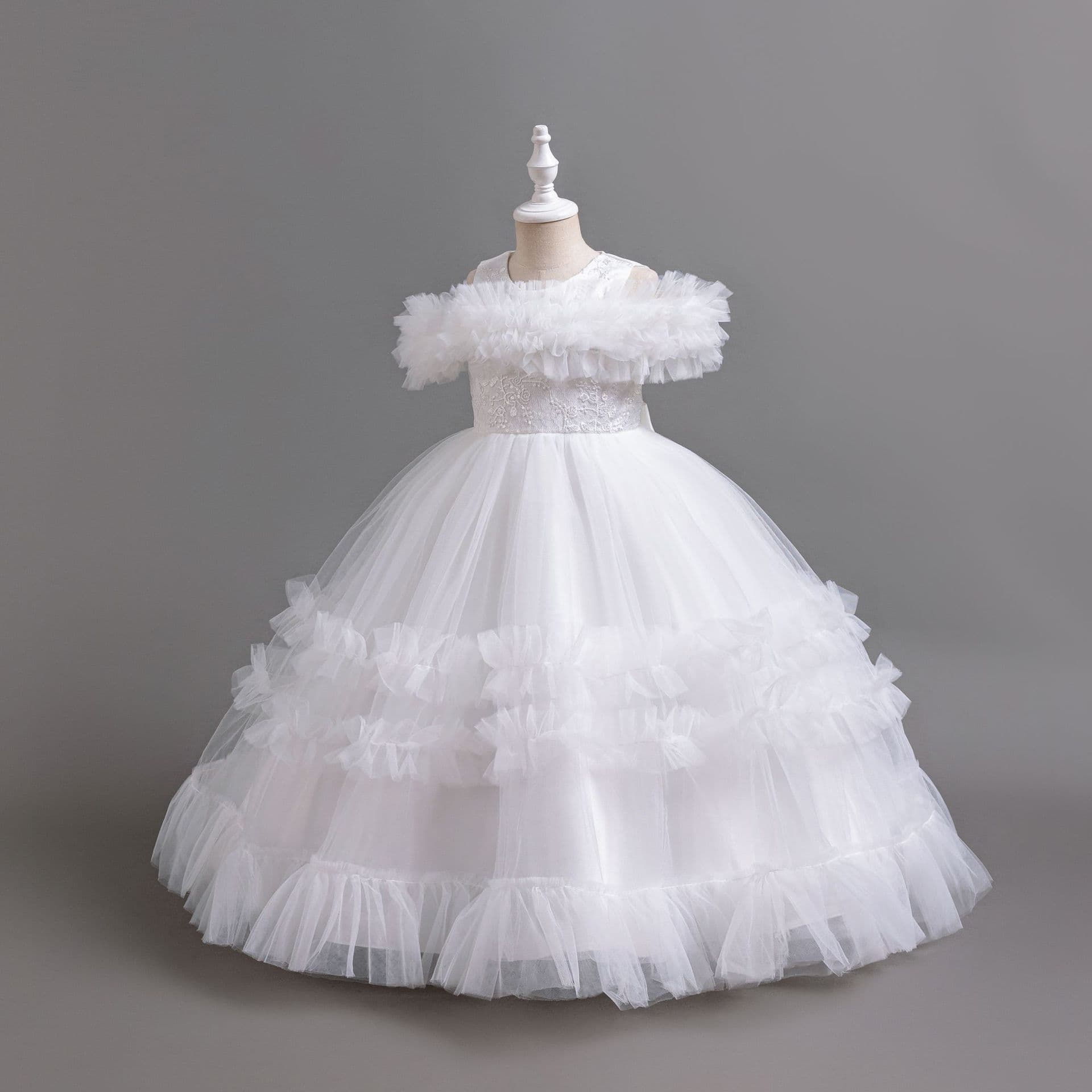 New In Stock Tulle Evening Dress Patterned Princess Dress Girls Piano Performance Dress flower girl