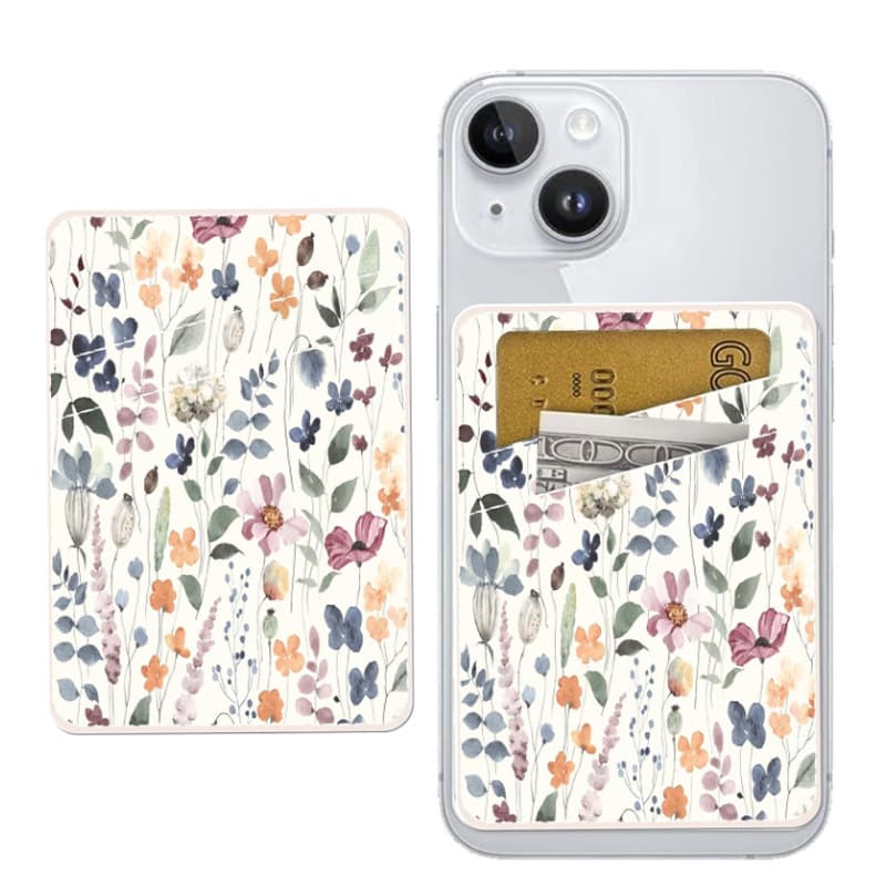 Factory Supply In-Stock Phone Back Adhesive PU Card Holder with Custom Patterns Phone Card Pouch