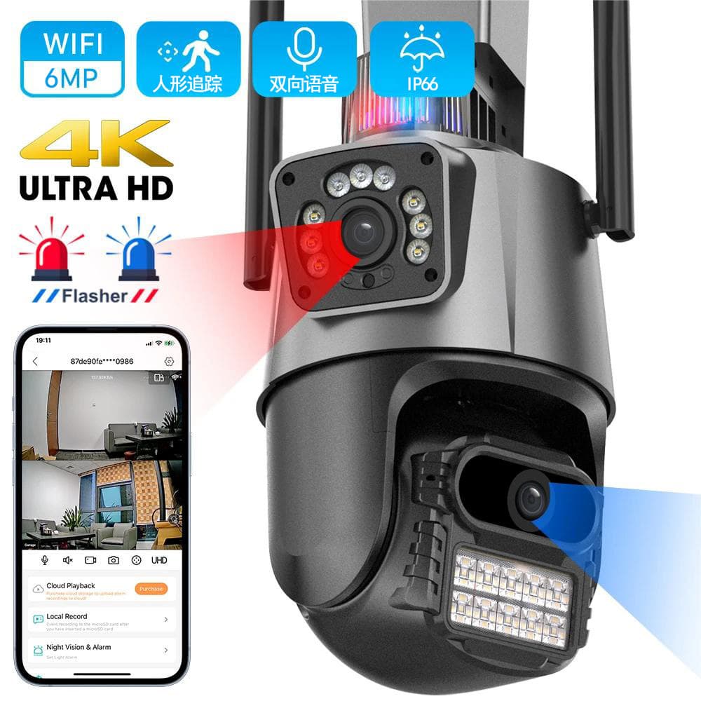 Outdoor Dual Lens Dual View WiFi HD Surveillance Camera Wireless Home CCTV Camera P11