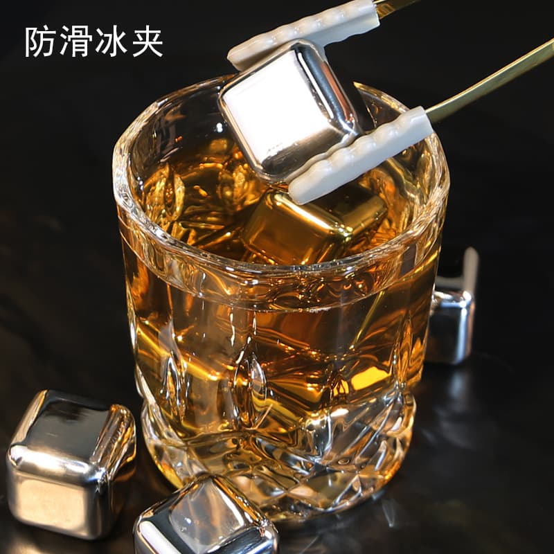 Mirror Finish Set of 1 Stainless Steel Ice Cube, 304 Food-Grade Metal Ice Pellets, Hot-Selling Quick-Freeze Whiskey Stones