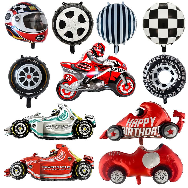 18-inch Tire Balloon Racing Car Sports Car Shape Aluminum Film Balloon Birthday Party Decoration Racing Theme Balloon Wholesale