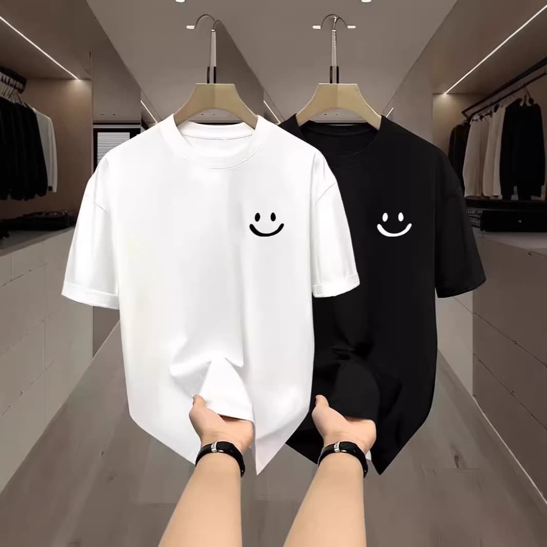 Summer Tops White Ice Silk Hong Kong Style Men's and Women's T-Shirts Versatile Simple Tops Couple Wear Men and Women Same Style Short-Sleeved Trend