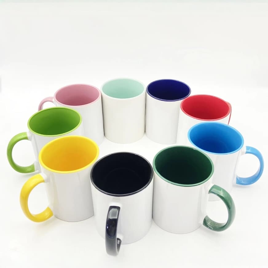 Simple Ceramic Mug with Inner Color Glaze, Customizable with Business Logo for Office Use, Custom Printed Colored Ceramic Cup