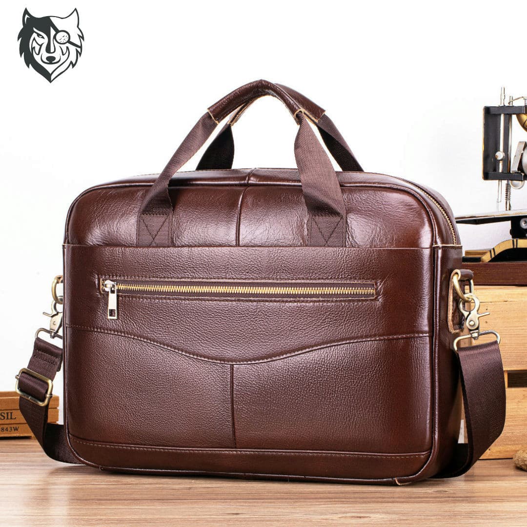 Cross-border men's genuine leather briefcase, official bag, casual retro leather handbag, large-capacity business carry.