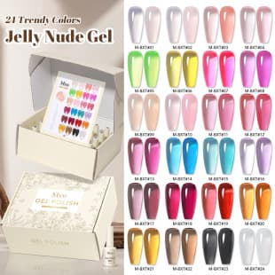 Mxsi Nail Art 24-Color Gel Polish Set Ice Transparent Watery Glaze Gel UV Gel Popular Nail Art Non-Damaging Quick Dry
