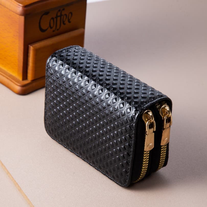 New Leopard Print Multi-Slot Double-Zip Accordion Card Holder Women's Coin Purse ID Card Case Card Sleeve Multi-Slot Zipper Cross-Border