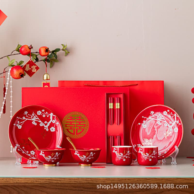 Wedding Gift for New Couple Tableware Bowl Chopsticks Set Housewarming New Home Companion Gift for New Bride Best Friend Gift