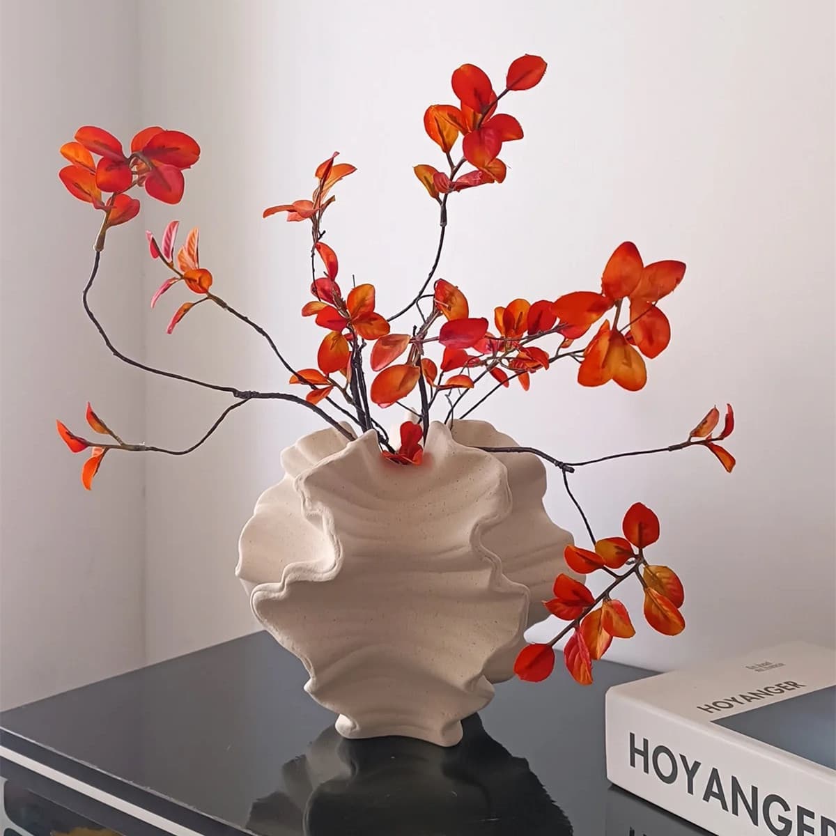 Wabi-Sabi Style Ceramic Vase Premium Floral Arrangement Decor for Living Room Entryway Ornament Artificial Flowers Vase