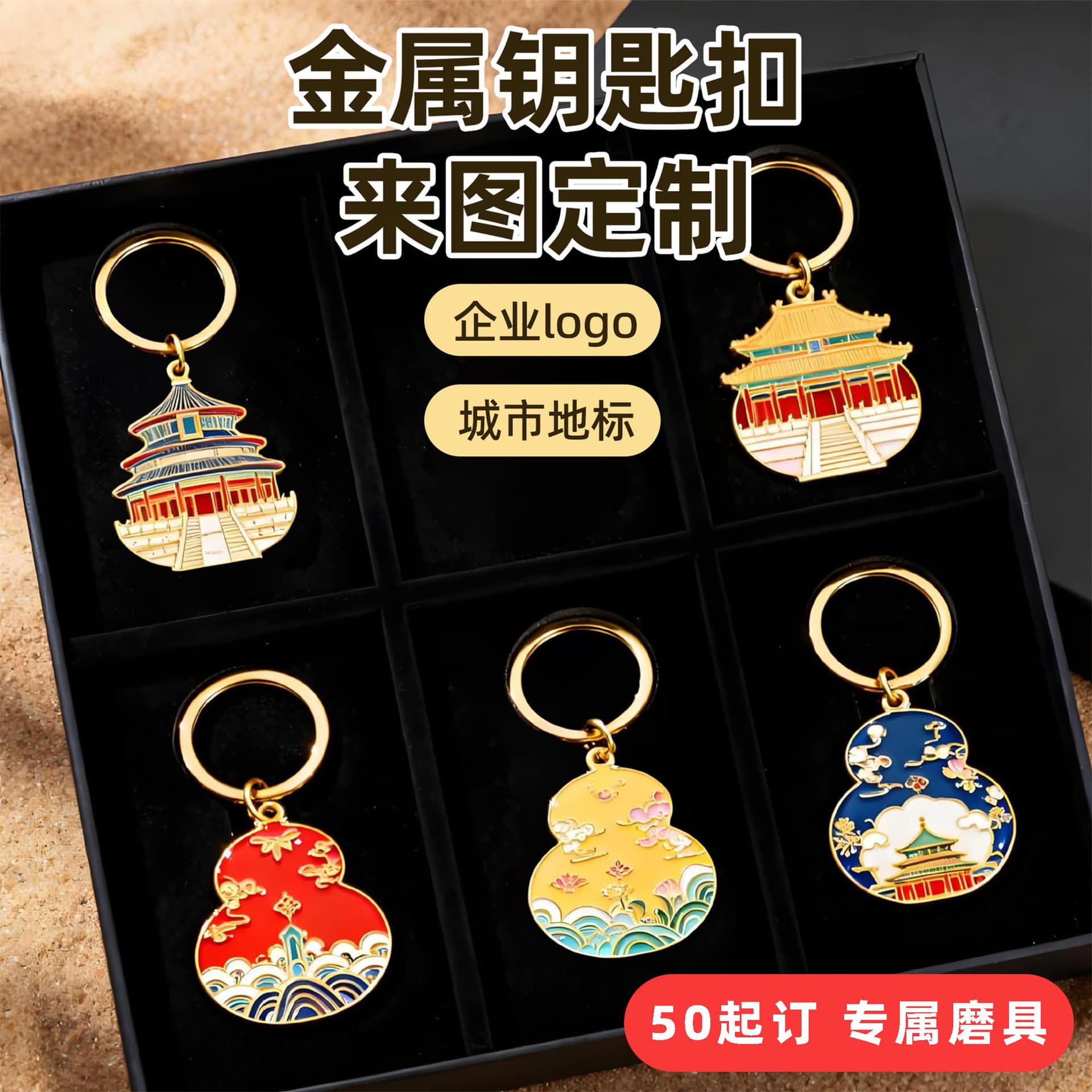 Metal Keychain Custom Baked Enamel Enamel Cartoon Pendant Retro Cultural Creative Anime Logo Commemorative Key Ring