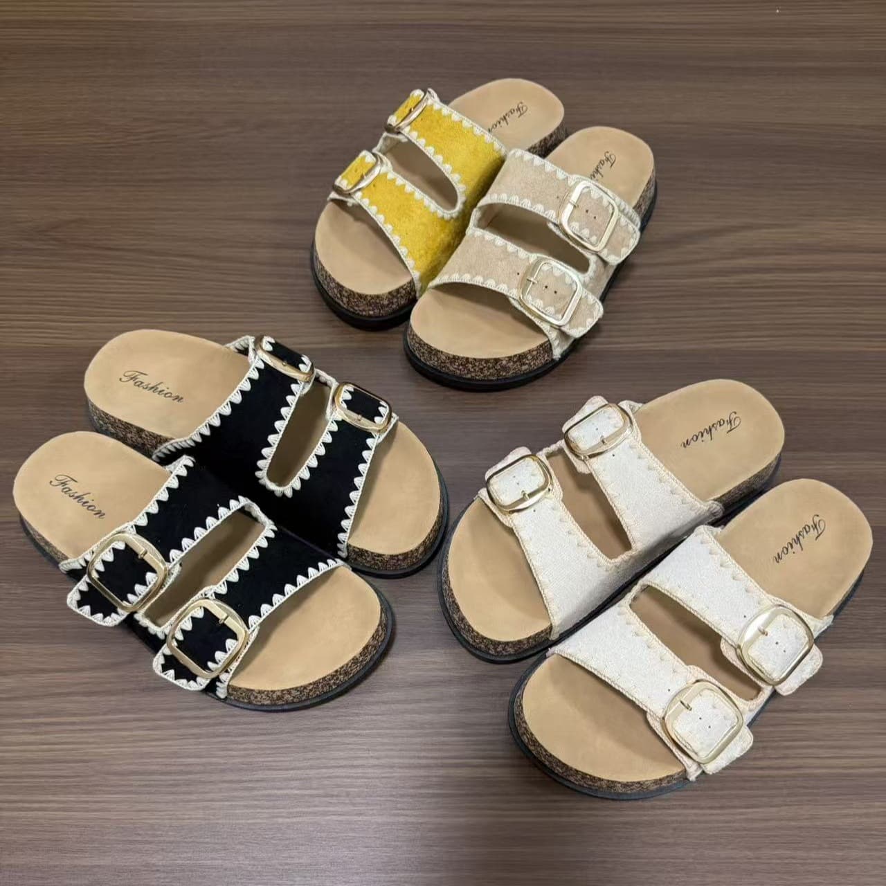 Thick Sole Height-Increasing Sandals Women 2026 New Style Korean Birkenstock Shoes Women Summer Outdoor Woven Strap Double Buckle One-Strap Sandals
