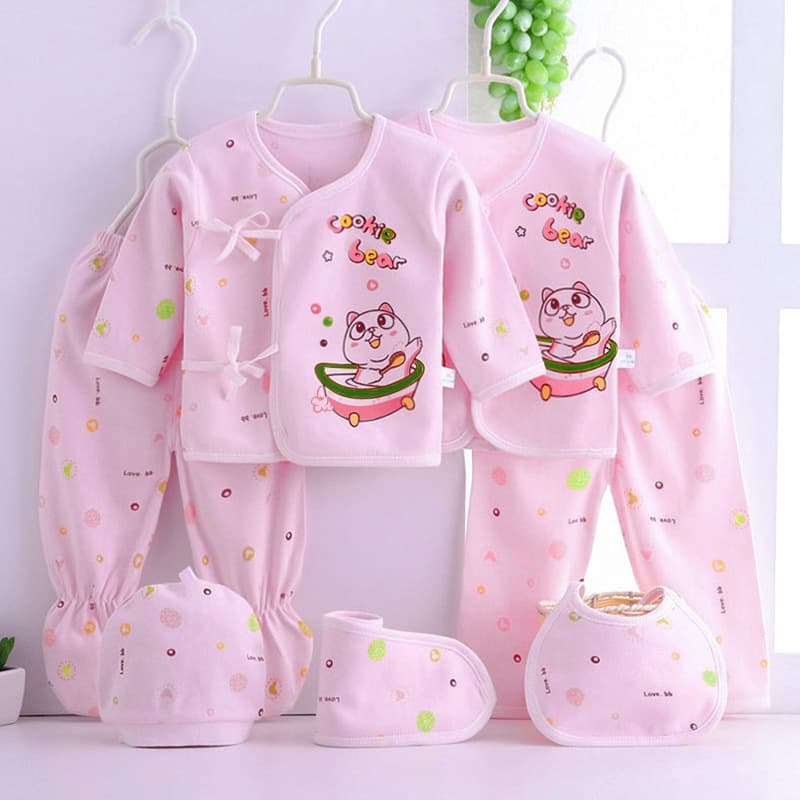 Newborn Baby Cotton Bodysuit Set 7-Piece Unisex Kimono Style for Spring Summer Fall Winter Thin