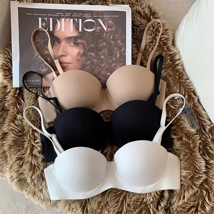 Smooth Seamless Bra for Women, Half Cup, Push-up for Small Bust, Thin Upper Thick Lower, Uplift, Underwire, Sexy Versatile
