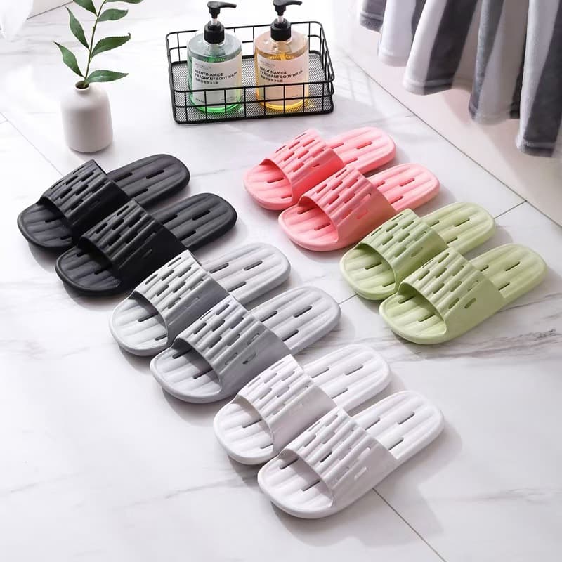 Women's Hollow Bathroom Slippers Summer Home Couple Non-slip Flip Flops Hotel Indoor Shower PVC Sandals