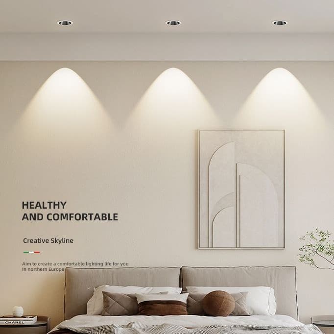 Mini Hill Full Spectrum Deep Cup Anti-Glare LED Spot Light, Aluminum Alloy Wall Wash, Tri-Color Dimmable, Recessed Spot Light for Home