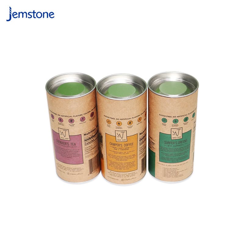 Round Single Tube Iron Lid Coffee Bean Packaging Box with Food-Grade Aluminum Film Inner Round Paper Tube Tea Paper Can Roll