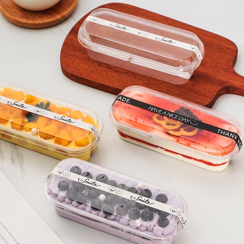 Mousse Layered Cake Tiramisu Box Soy Milk Rectangular Dessert Baking Transparent Disposable Takeout Container