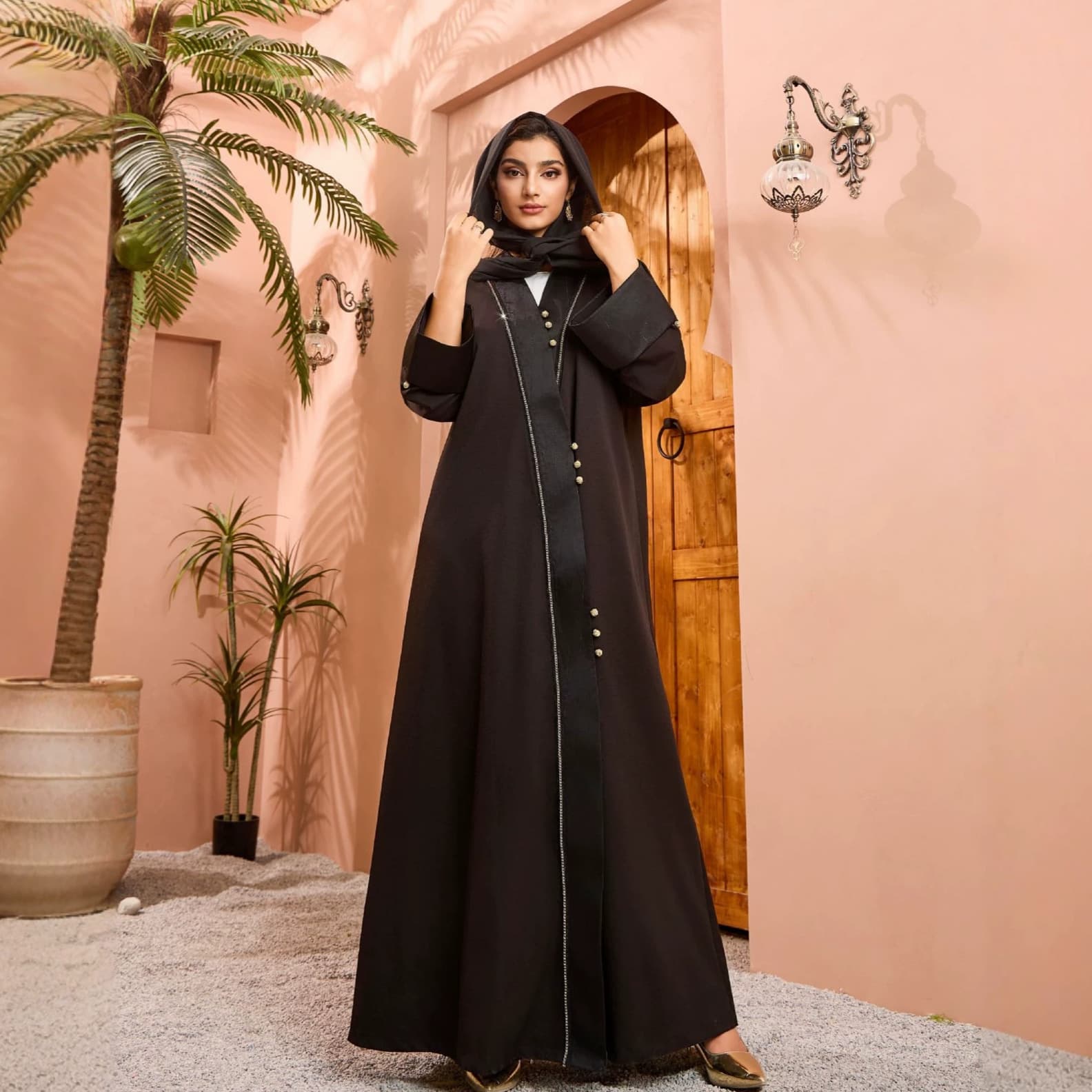 UNI019 Women's Cardigan Robe Set Modest Fashion Elegant Robe with Hijab