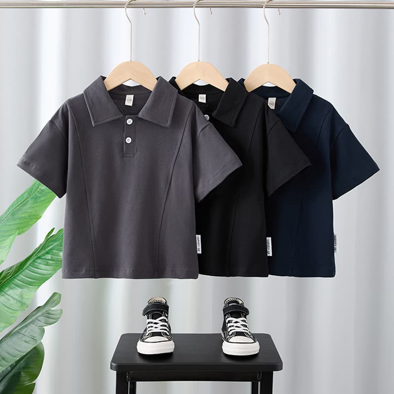 Boys' Short Sleeve Polo Shirt T-Shirt Turn-Down Collar Top 2026 Summer Thin Mid-Large Child Half Sleeve Casual