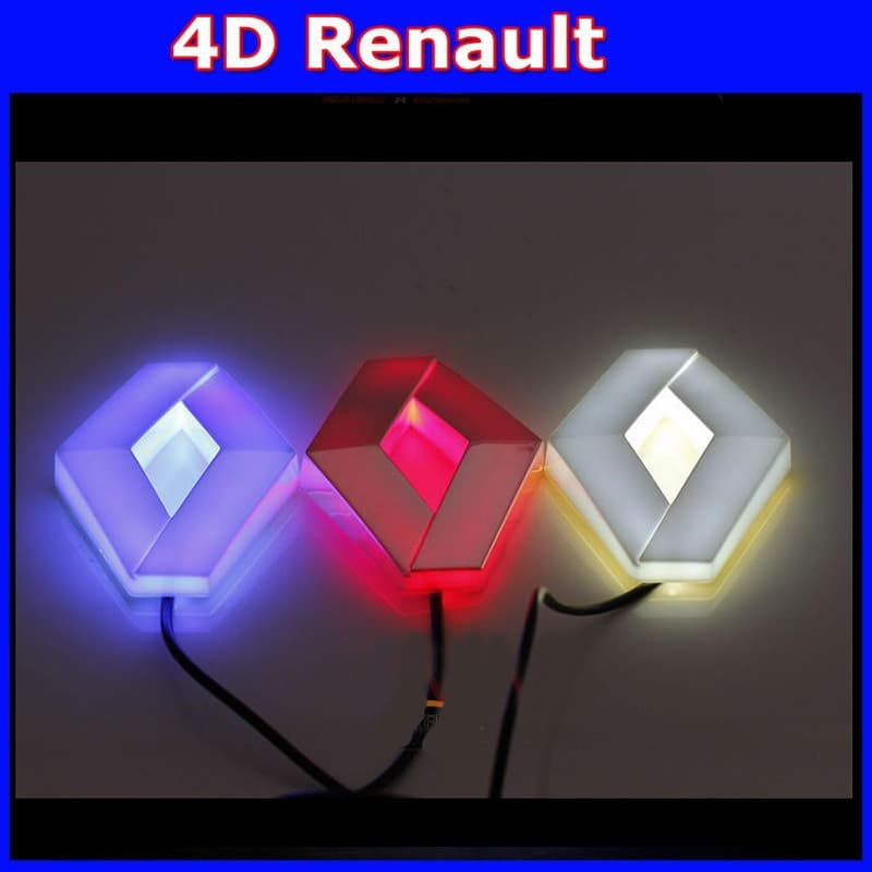 Suitable for Renault car logo modification lights, Latitude 4D cold light LED car rear logo center grid luminous car logo lights