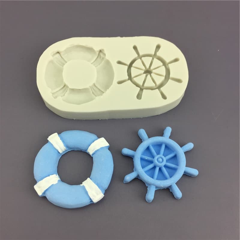 Summer Cool Swimming Ring Boat Anchor Silicone Mold Chocolate Sugar Art Gypsum Wax Drop Glue Decoration Tool Irregular Shape Baking Tool