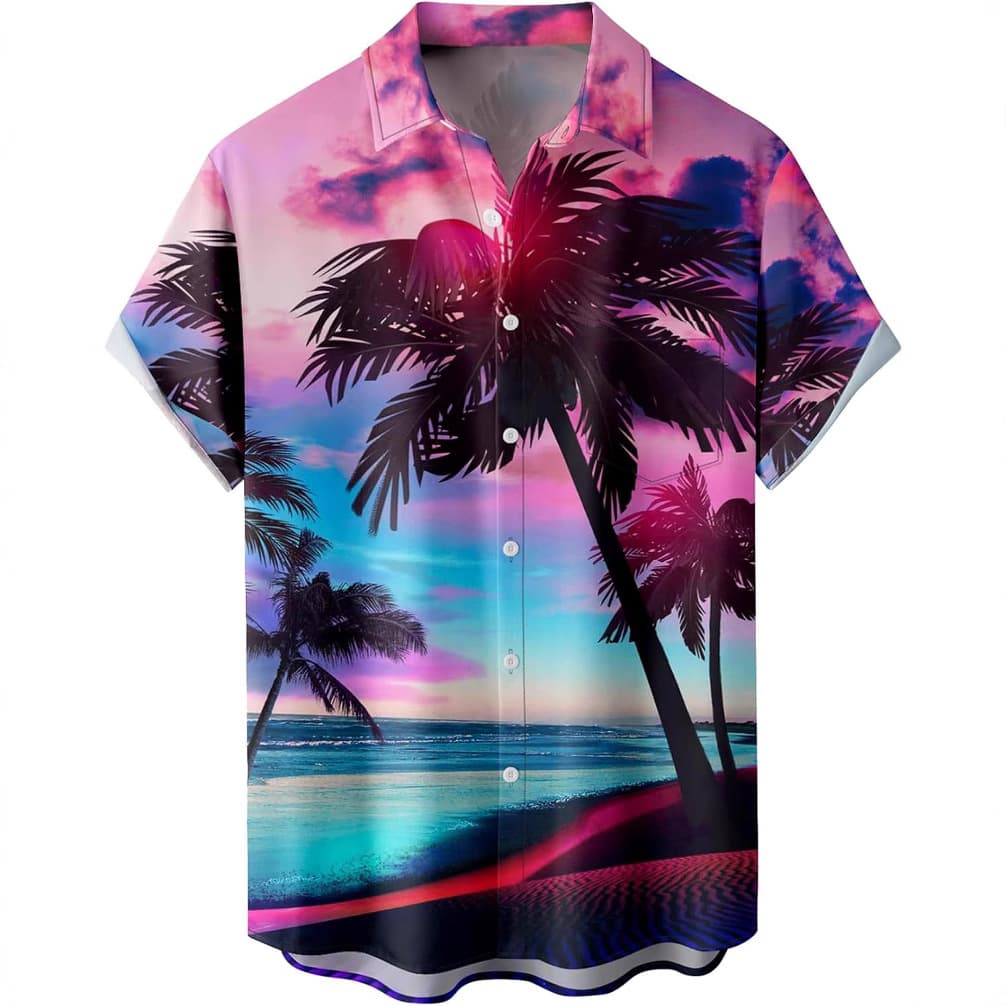STANFVMEN Hawaiian Shirt for Men Tropical Loose Fit Short Sleeve Casual Button Down Holiday Beach Shirt