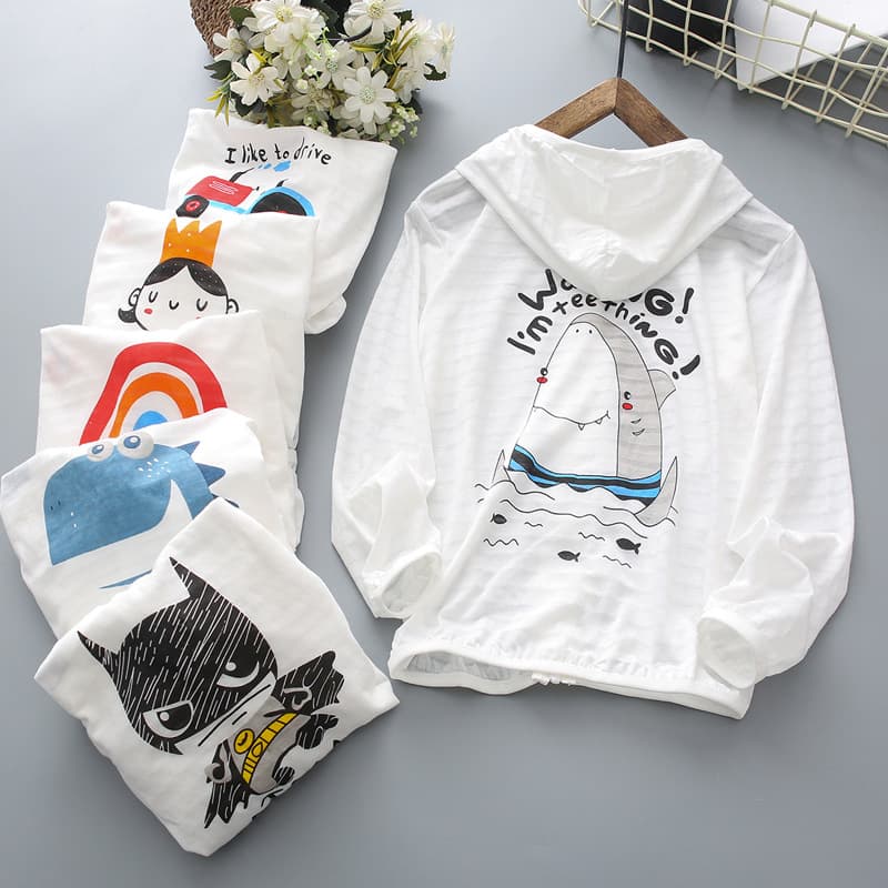 2025 New Thin Cotton Outerwear with Mugwort Fiber, Children's Sun Protection Wear, Baby Hooded Breathable Sun Jacket