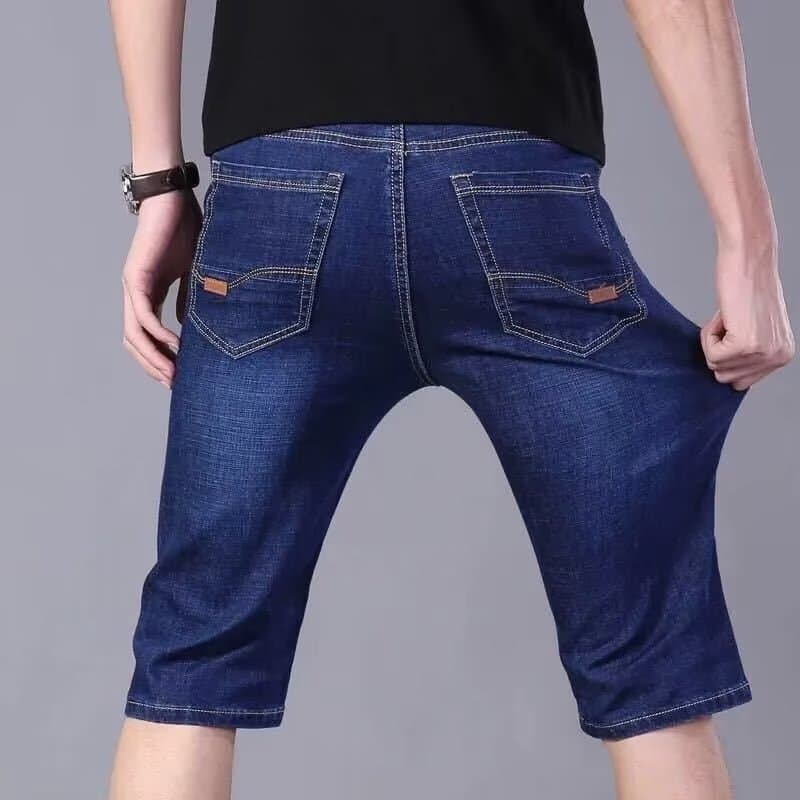 Summer men's denim shorts new fashion casual slim business straight-leg five-quarter pants men's denim mid-pants