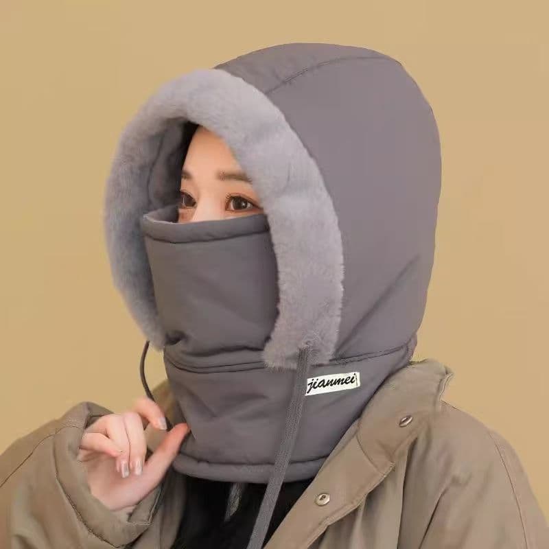 Winter warm Lei Feng hat, fleece-lined and thickened, cold-proof face mask, neck warmer, outdoor windproof cycling head covering