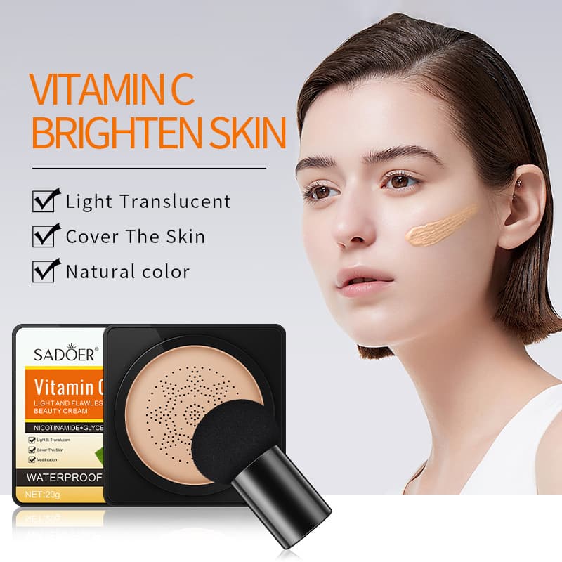 All-English SADOER Vitamin C Mushroom Cushion BB Cream Lightweight Breathable Beauty Cream Cross-Border Foreign Trade Cosmetics Wholesale