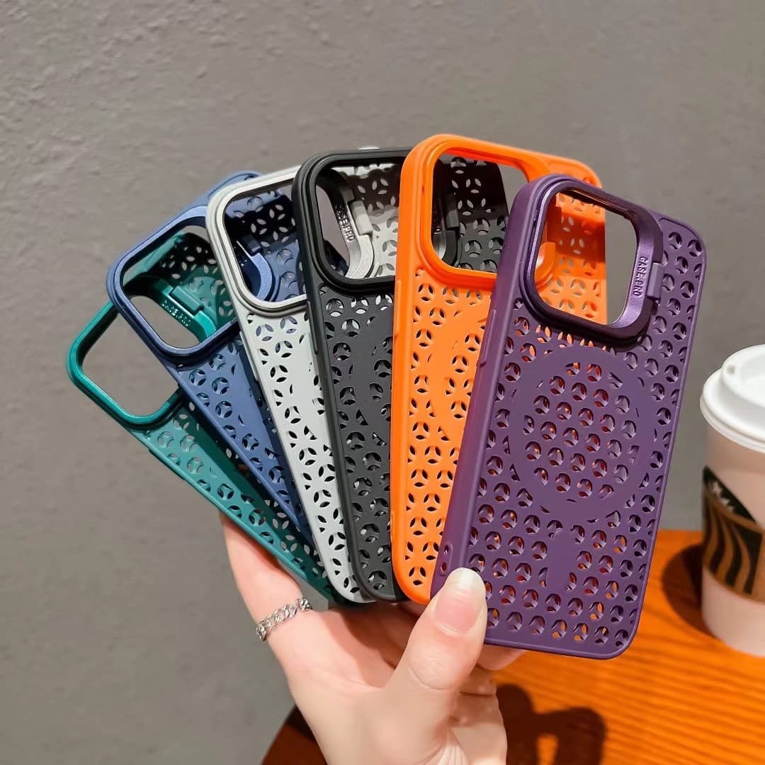 Suitable for iPhone16Pro mobile phone case lens holder magnetic heat dissipation mesh Apple 15 anti-fall TPU protective cover