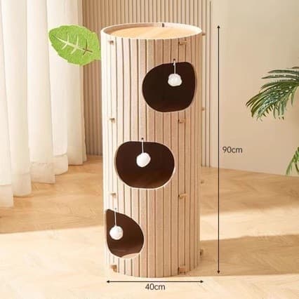 Cat Tree with Climbing Frame, Cat Bed, Integrated Winter Warm Cat Scratcher, Double-Layer, Multi-Cat, Multi-Layer Tree Hole for Winter