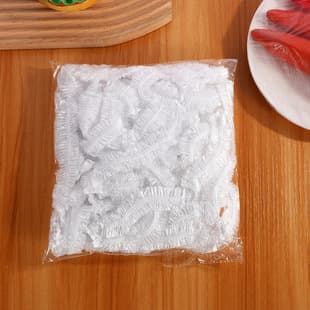 Food-Grade Transparent Plastic Wrap Covers 100-Pack Disposable Wrap Covers for Refrigerator Food and Dish Storage
