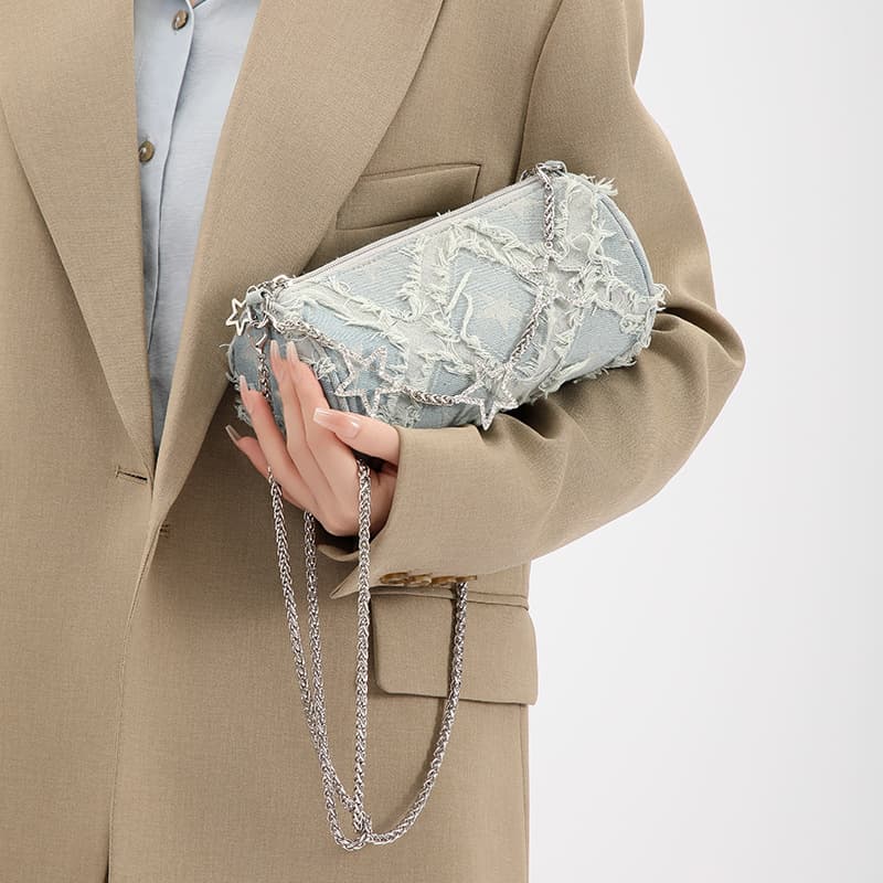 2025 Cross-Border New Fashion Versatile Shoulder Bag Rhombus High-Quality Texture Crossbody Bag Denim Underarm Women's Bag