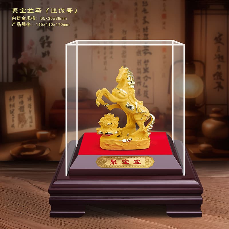 Velvet Sand Gold Auspicious Golden Horse Ornament Creative Chinese Style Fortune-Bringing Corporate Annual Meeting Gift for Employees Horse Year Gift
