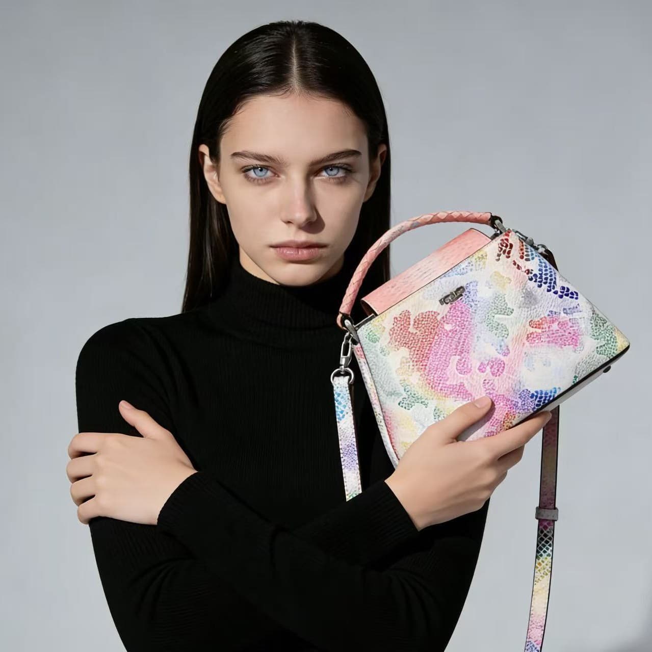 Miss Gail Cross-Border Bag Women's Fashion Rainbow Crocodile Pattern Bucket Bag New Versatile Handheld Crossbody Bag