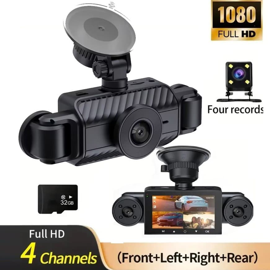 S21 cross-border new product four-lens driving recorder parking monitoring DVR night vision 1080P 4-recorder camera