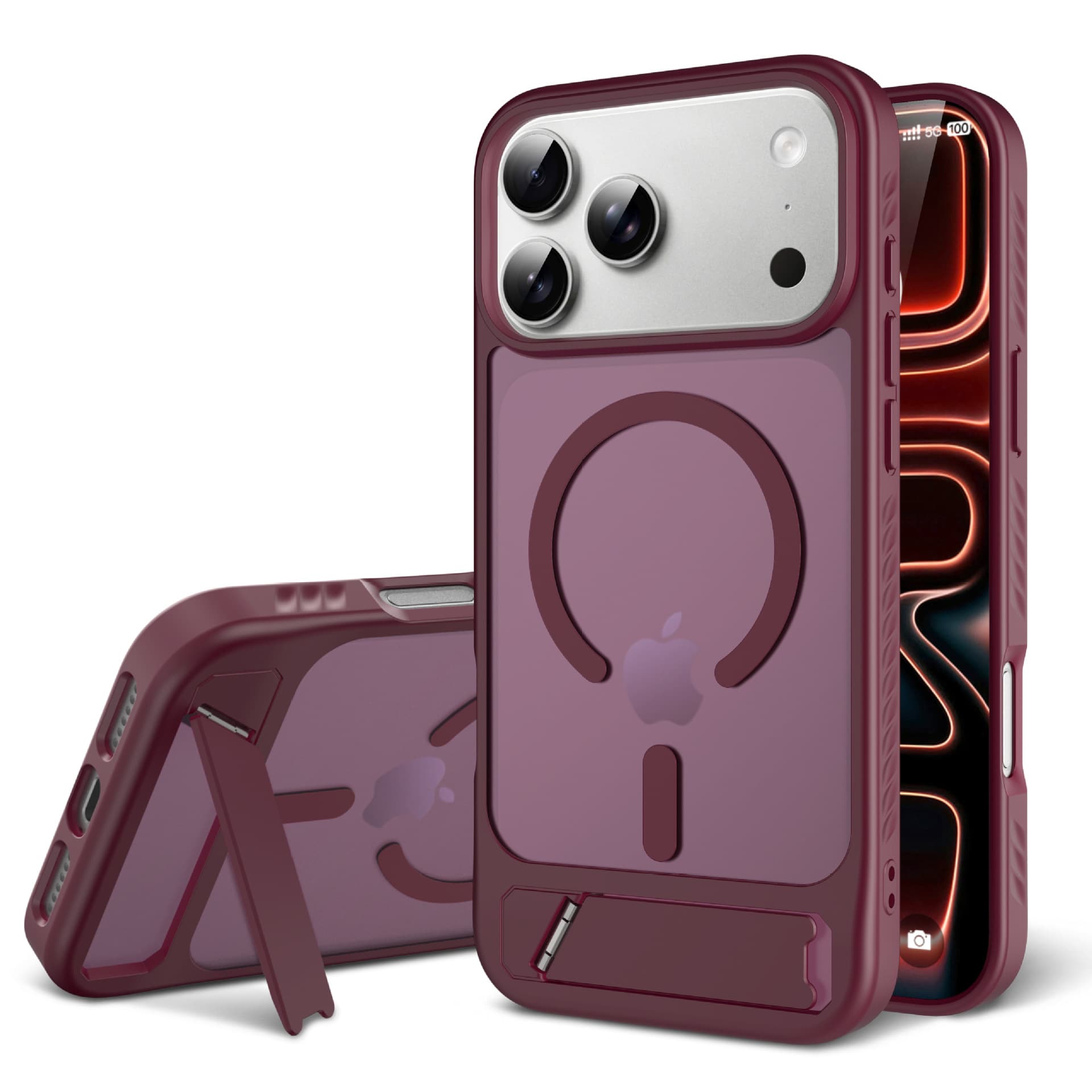New Amazon Apple 18PM Phone Case Shockproof Built-in Stand 2-in-1 17ProMax Magnetic Protective Case