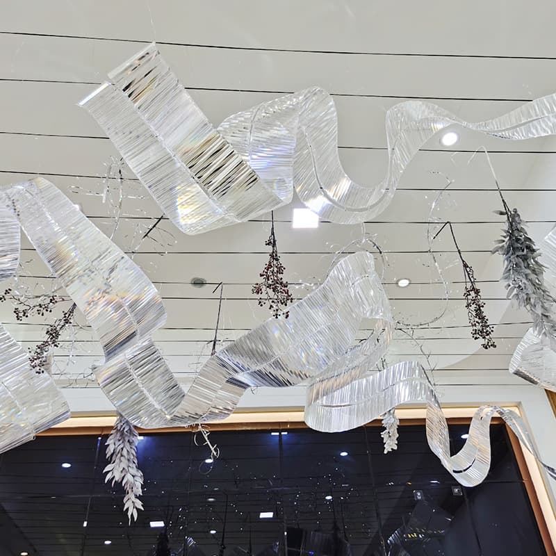 New Wedding Prop Transparent Crystal Ribbon Versatile Shape Strip for Wedding Ceiling Background Decoration On-Site Setup