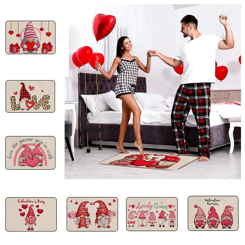 Cross-border Valentine's Day Decorative Floor Mat, American Cartoon Entrance Doorway Crystal Velvet Non-slip Waterproof Rug