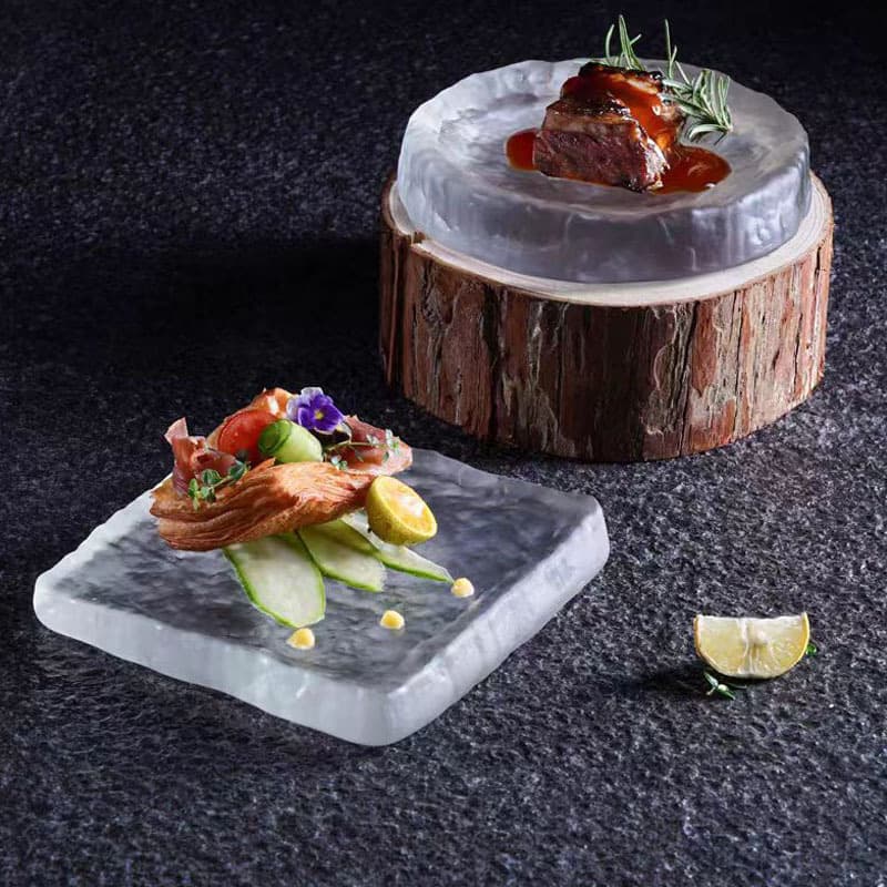 Japanese-style Irregular Glass Plate Creative Serving Plate Premium Sushi Plate Dessert Plate Hotel Restaurant Plating Tableware