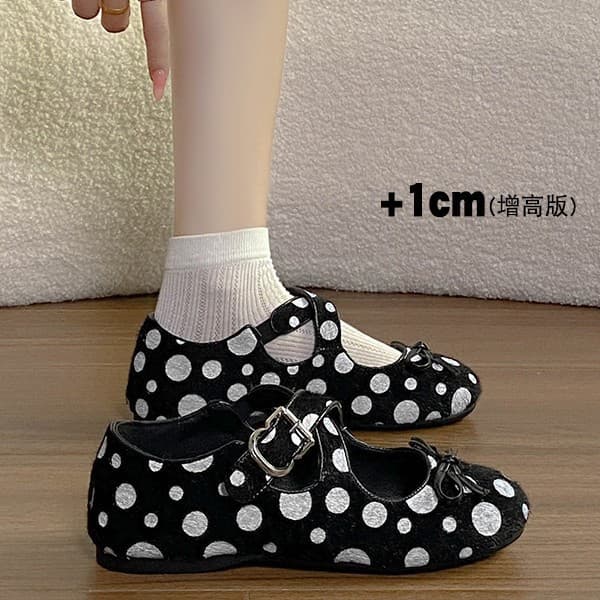 French polka dot Mary Jane shoes for women 2026 new flat bow shallow mouth single shoes with skirt ballet shoes