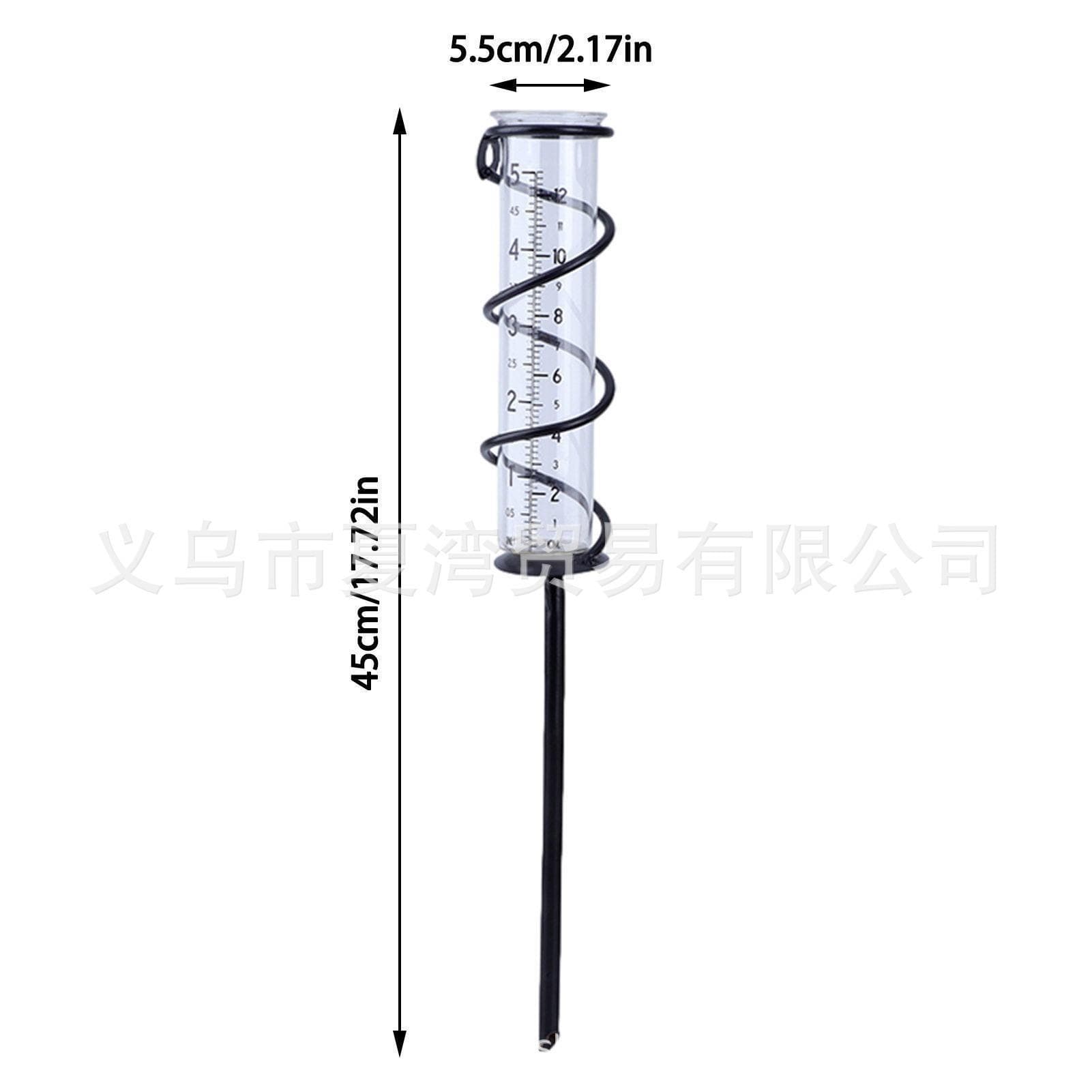 In-stock Spiral Rain Gauge, Garden Stake Rain Gauge, Transparent Glass Tube 5-inch Lawn Precipitation Measurement
