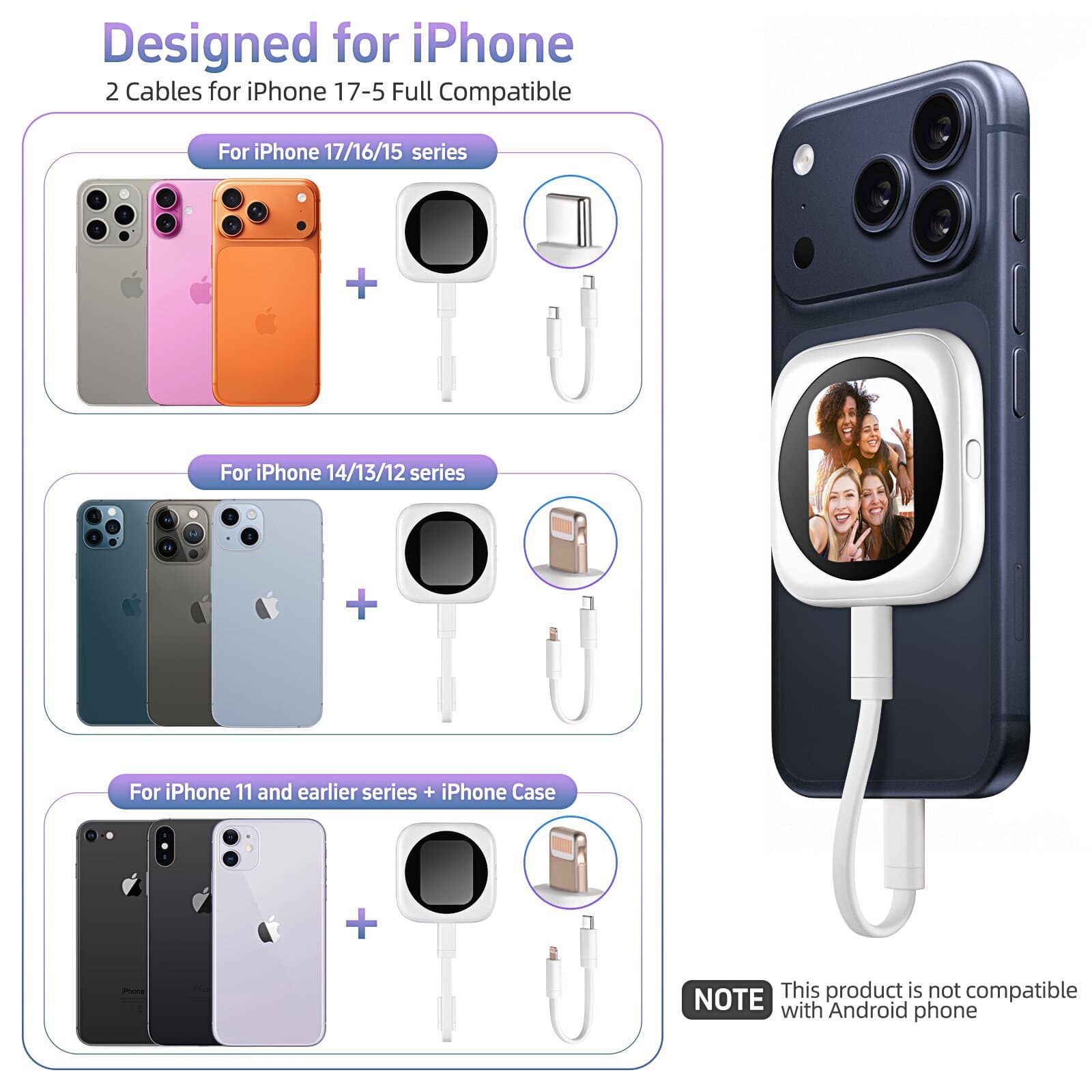 Cross-border New Product: Ultra-thin, Ultra-light, Super Magnetic Phone Selfie Screen Mirroring Device with Remote Control, High Definition, and Brightness