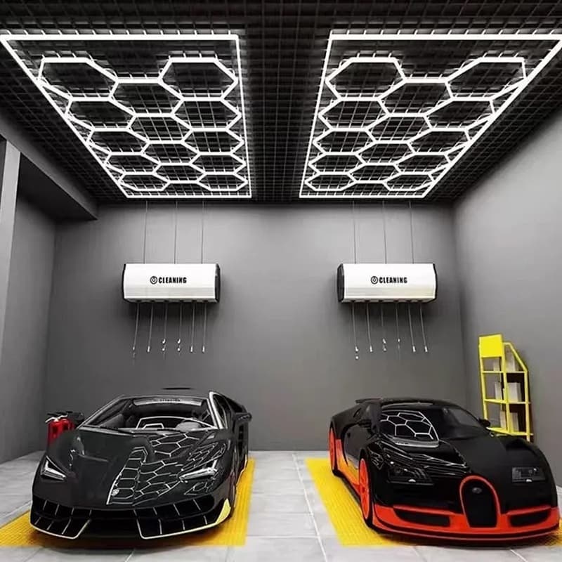 Honeycomb Light for Car Wash Garage, Auto Detailing Shop LED Work Light, Gym Basement Warehouse LED Work Light