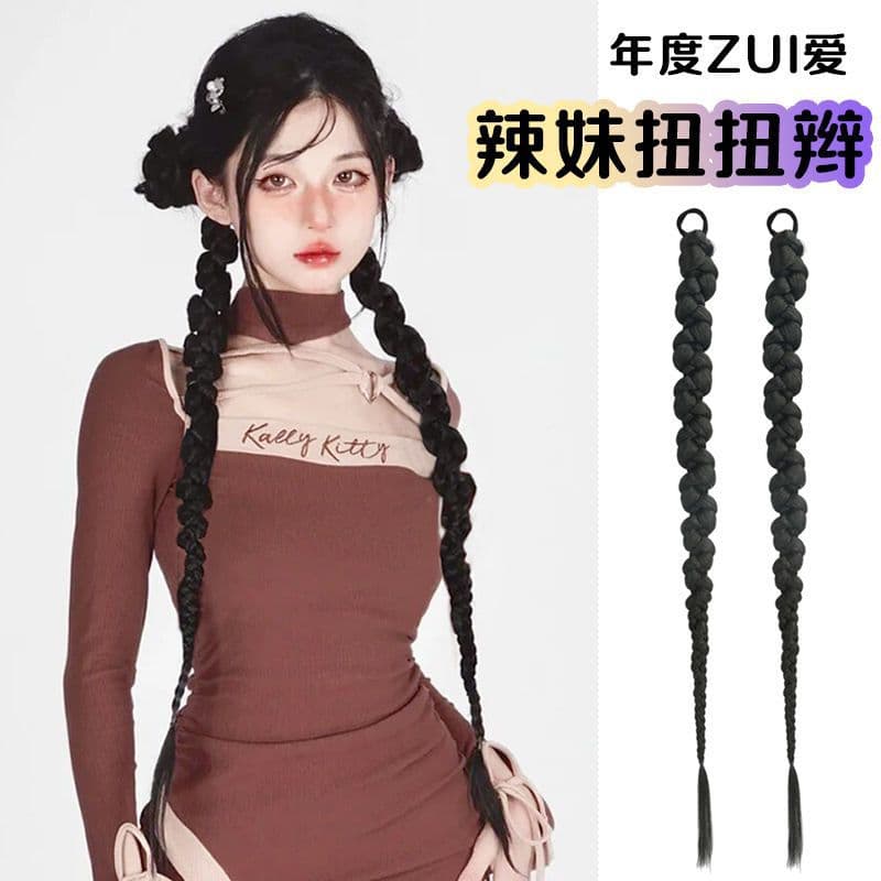 Braided Wig Twisted Braids Double Ponytails European and American Hot Girl Dreadlocks Handmade Braided Finished Product Hip Hop Box Braids Fake Ponytail