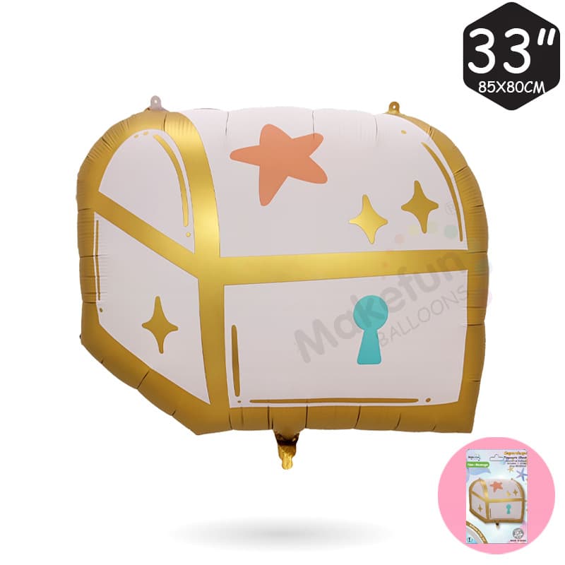Individually Packed Matte Large Treasure Chest Mermaid Birthday First Birthday Party Dessert Table Backdrop Decoration Foil Balloon