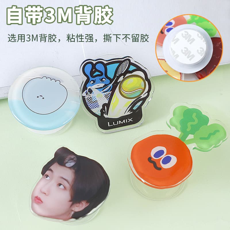 Customizable Acrylic Phone Airbag with Transparent Drip Glue Retractable Stand, Adjustable Desktop Phone Support