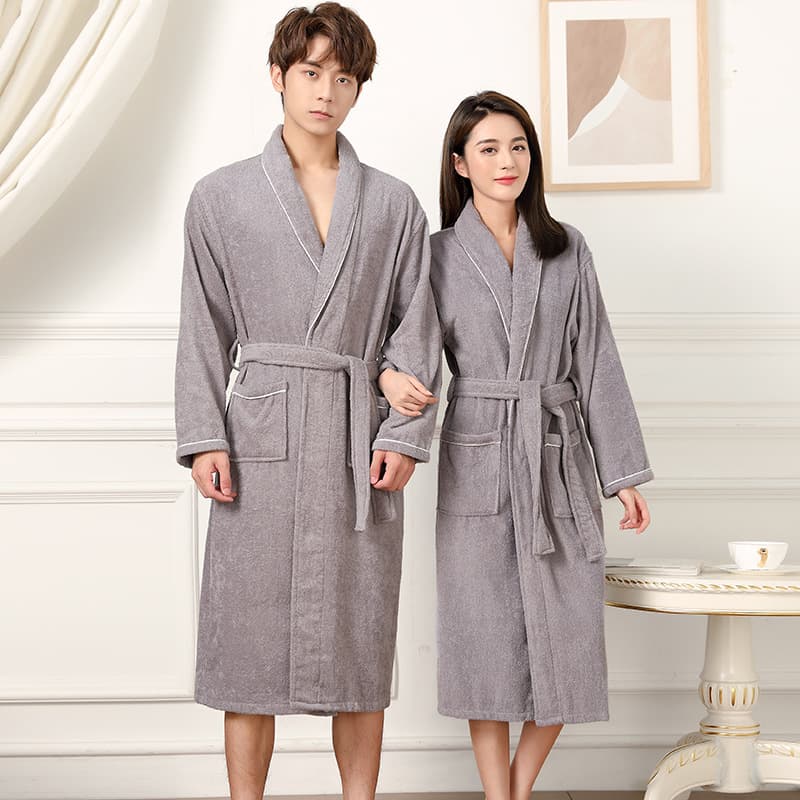 Cotton Terry Bathrobe, Absorbent Bathrobe for Hotel, B&B, Men and Women, Custom LOGO, Drop Shipping